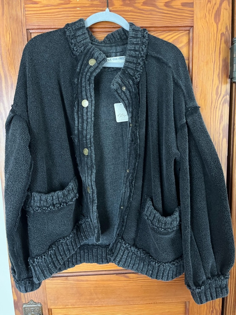 Free People - Cute in this Cardi -Chunky Black Cardigan, L